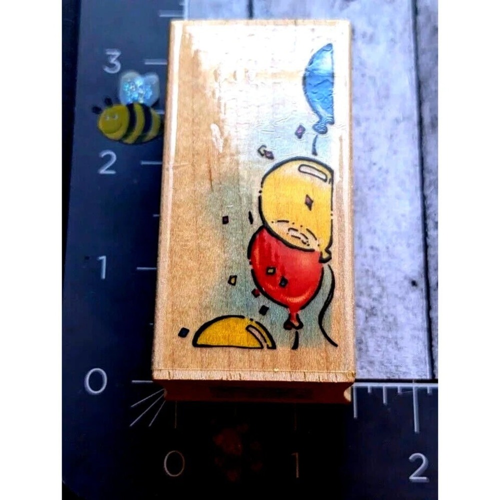 Embossing Arts Right Corner Balloons 1395D 1999 Rubber Stamp Wood #G73